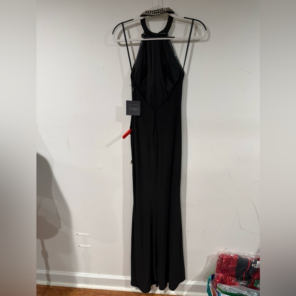 Mac Duggal 26533 Black Rhinestone Accented Halter Gown - Picture 5 of 7